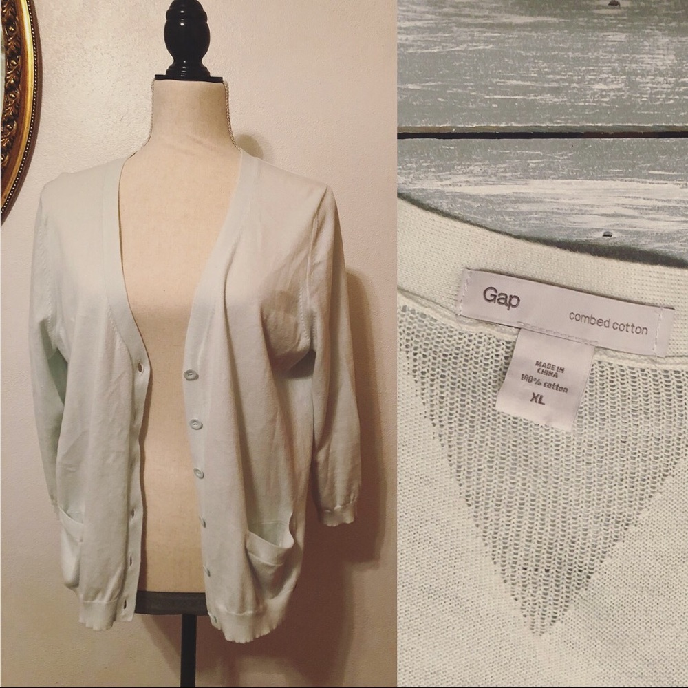 Gap Mint Cardigan - 3/4 Sleeve
